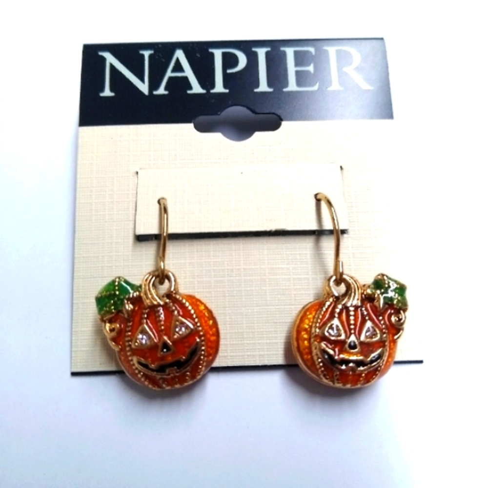 🎃Napier  Halloween Jack O Lantern Pumpkin Earrings